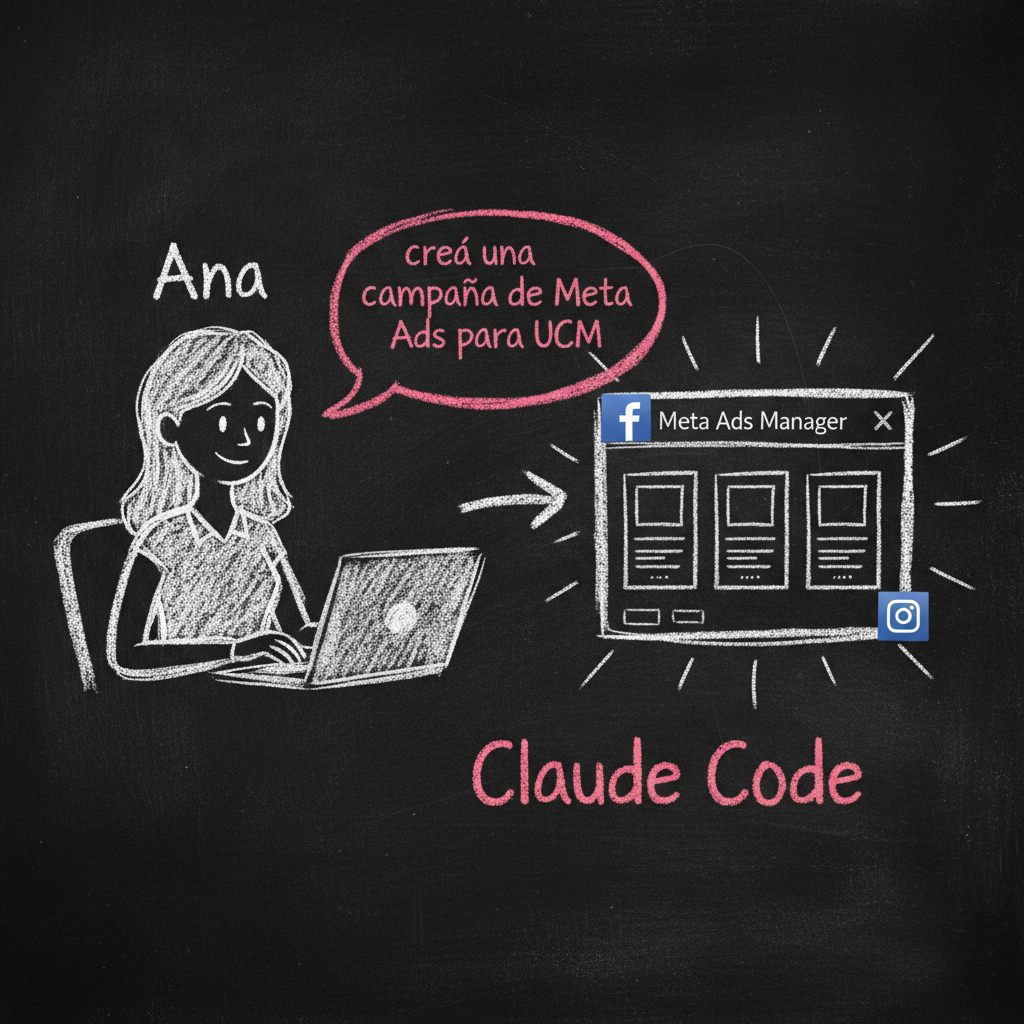 Ana asks Claude to create campaign, ads appear in Ads Manager